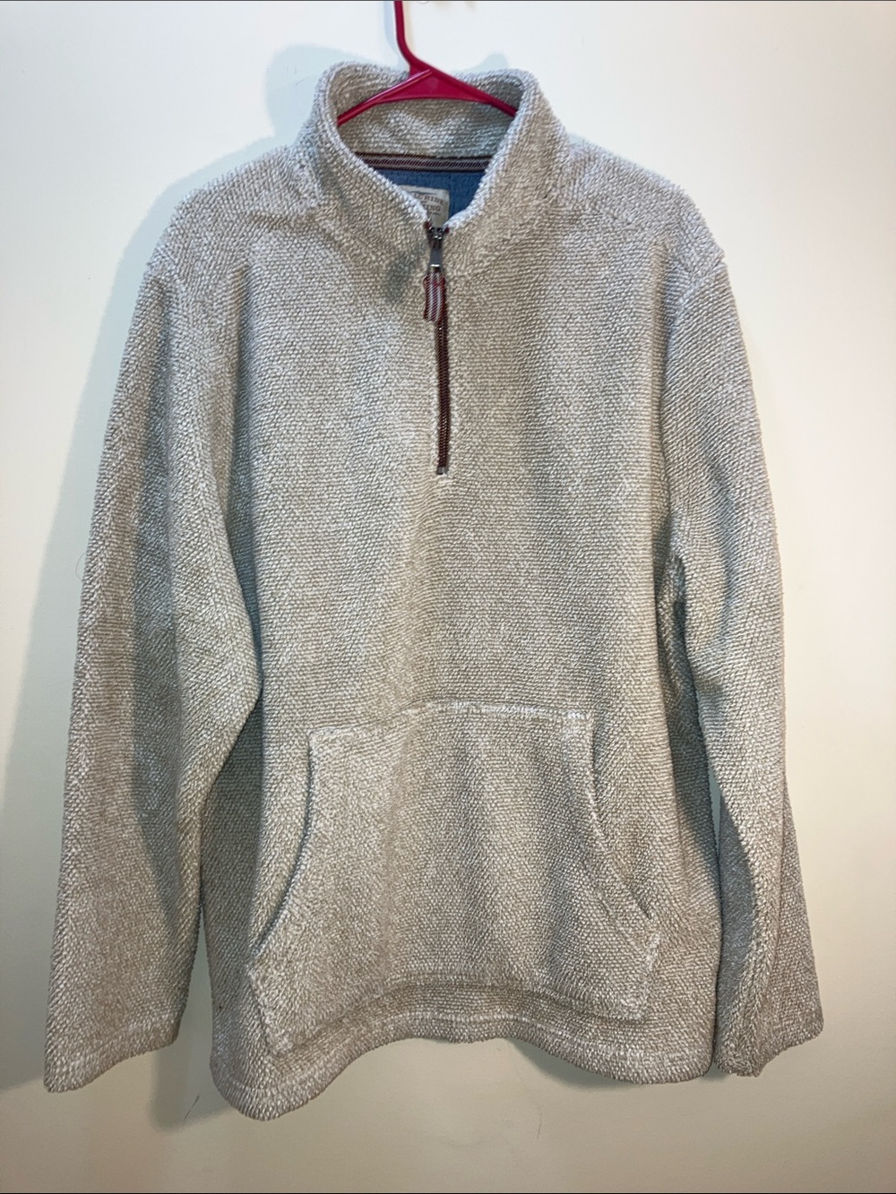 Men's Light Beige Half-Zip Pullover Sweater